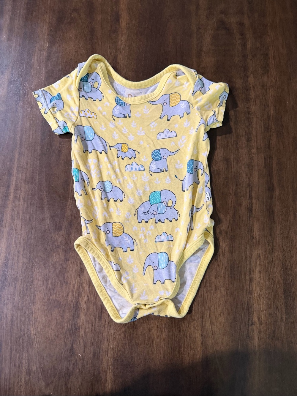 Little Sleepies Yellow Elephant Print One-Piece Bodysuit